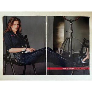 Vintage Y2K Polo Jeans Denim Ralph Lauren Laetitia Casta Advertisement Print Ad